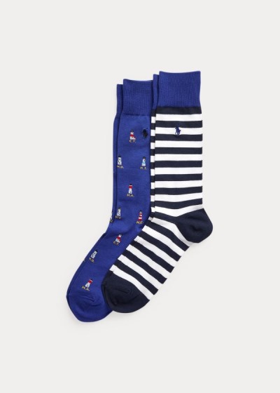 Men's Polo Ralph Lauren Nautical Dress 2-Pack Socks | 376918PWV